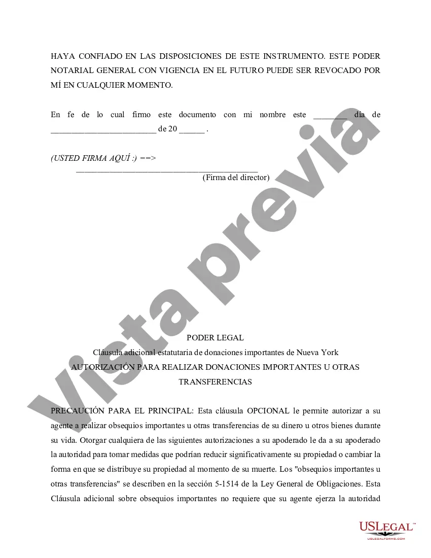 Preview Poder notarial general duradero efectivo en un momento futuro - también conocido como poder notarial de primavera