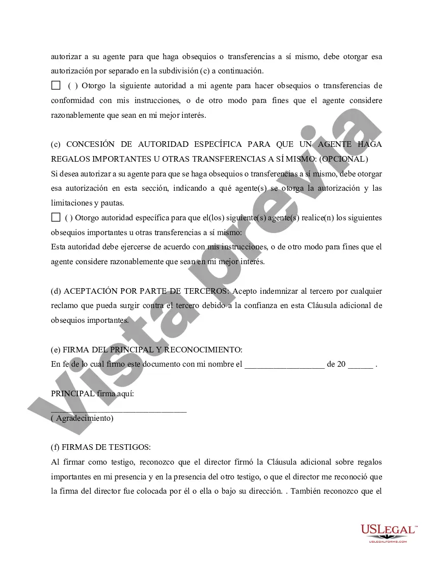 Preview Poder notarial general duradero efectivo en un momento futuro - también conocido como poder notarial de primavera