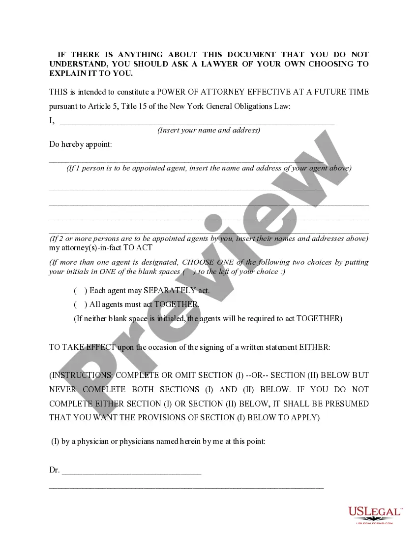 Get Durable General Power of Attorney Effective at a Future Time - a.k.a. Springing Power of Attorney Preview Durable General Power of Attorney Effective at a Future Time - a.k.a. Springing Power of Attorney