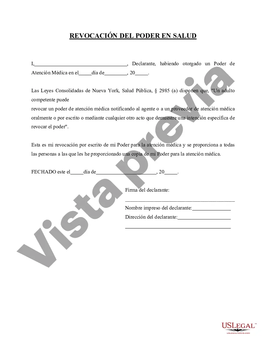 Preview Revocación del poder de atención médica