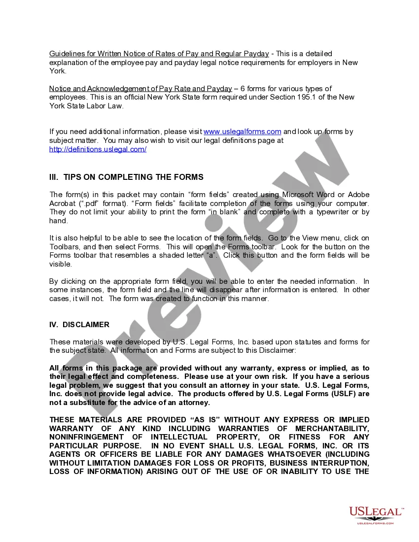 Preview New York Employment Employee Personnel File Package