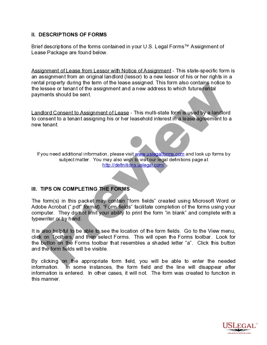 Get New York Assignment of Lease Package Preview New York Assignment of Lease Package