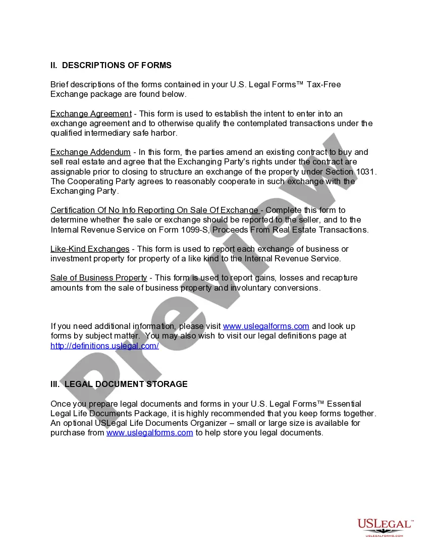 Preview New York Tax Free Exchange Package