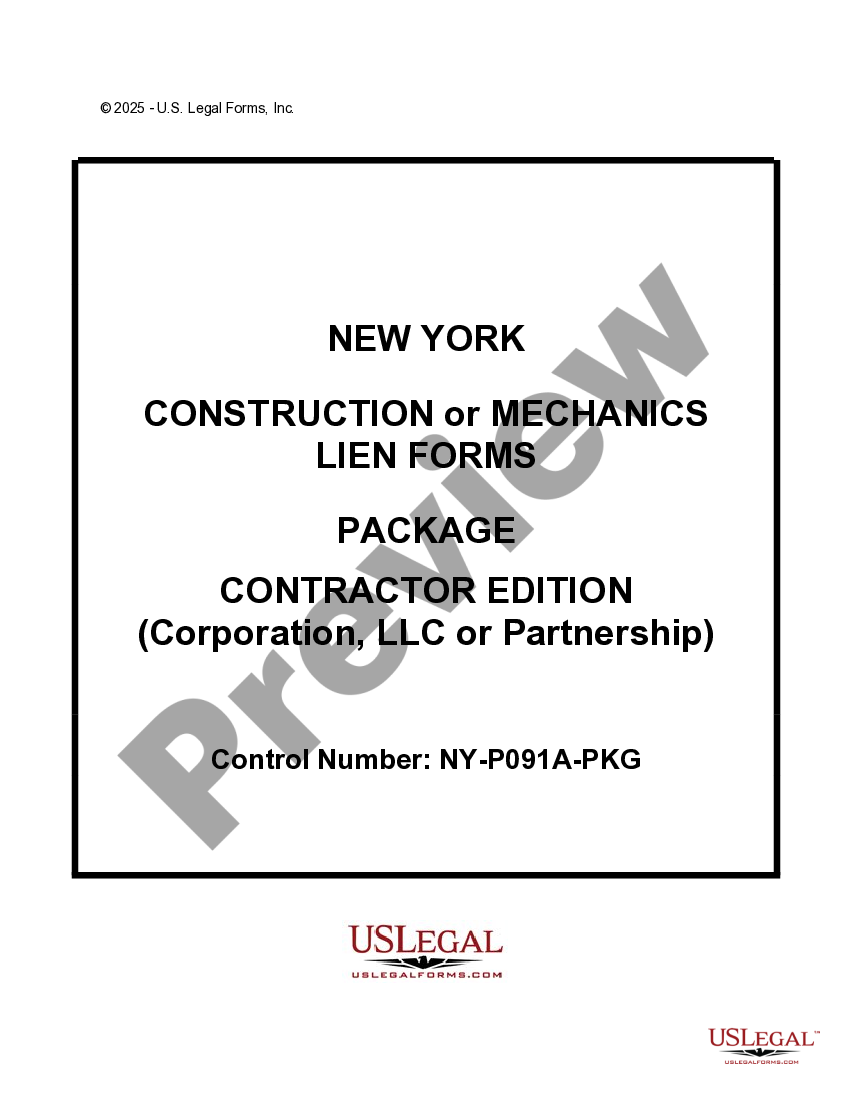 New York Construction or Mechanics Lien Package Ny Mechanics Lien