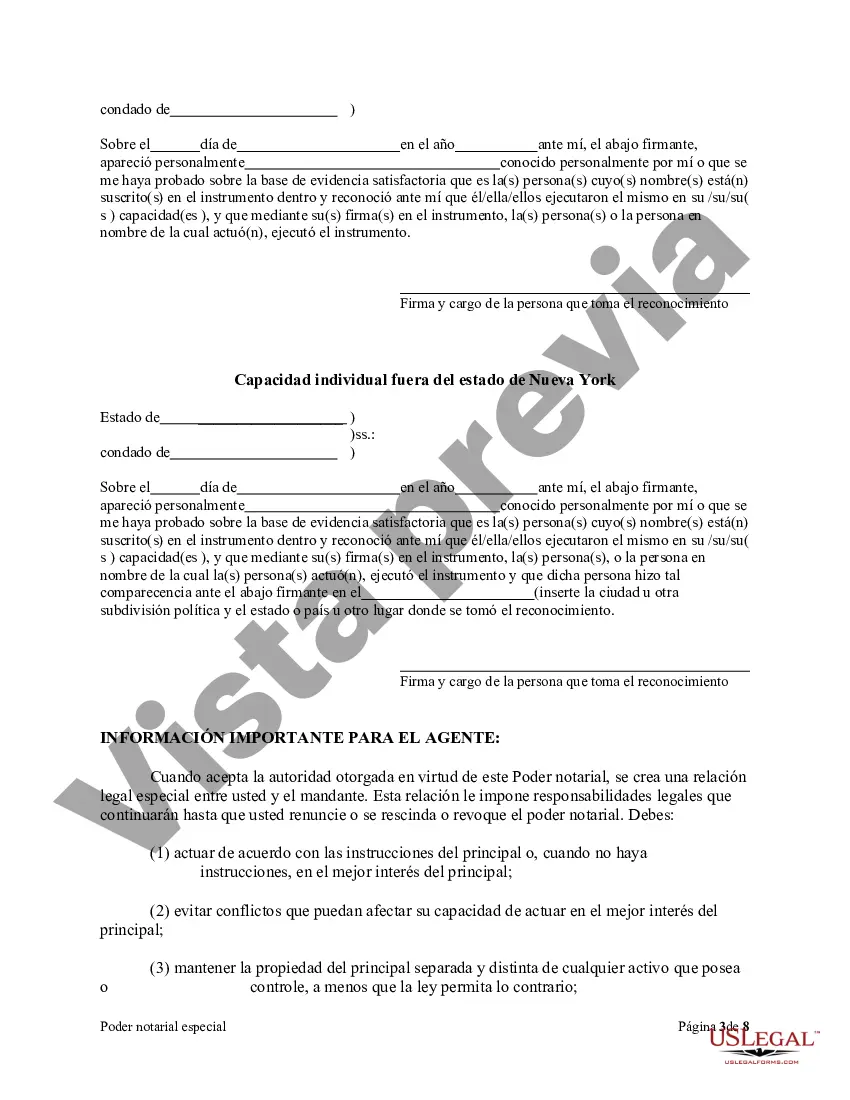 Preview Poder notarial especial o limitado para transacciones de venta de bienes raíces por parte del vendedor