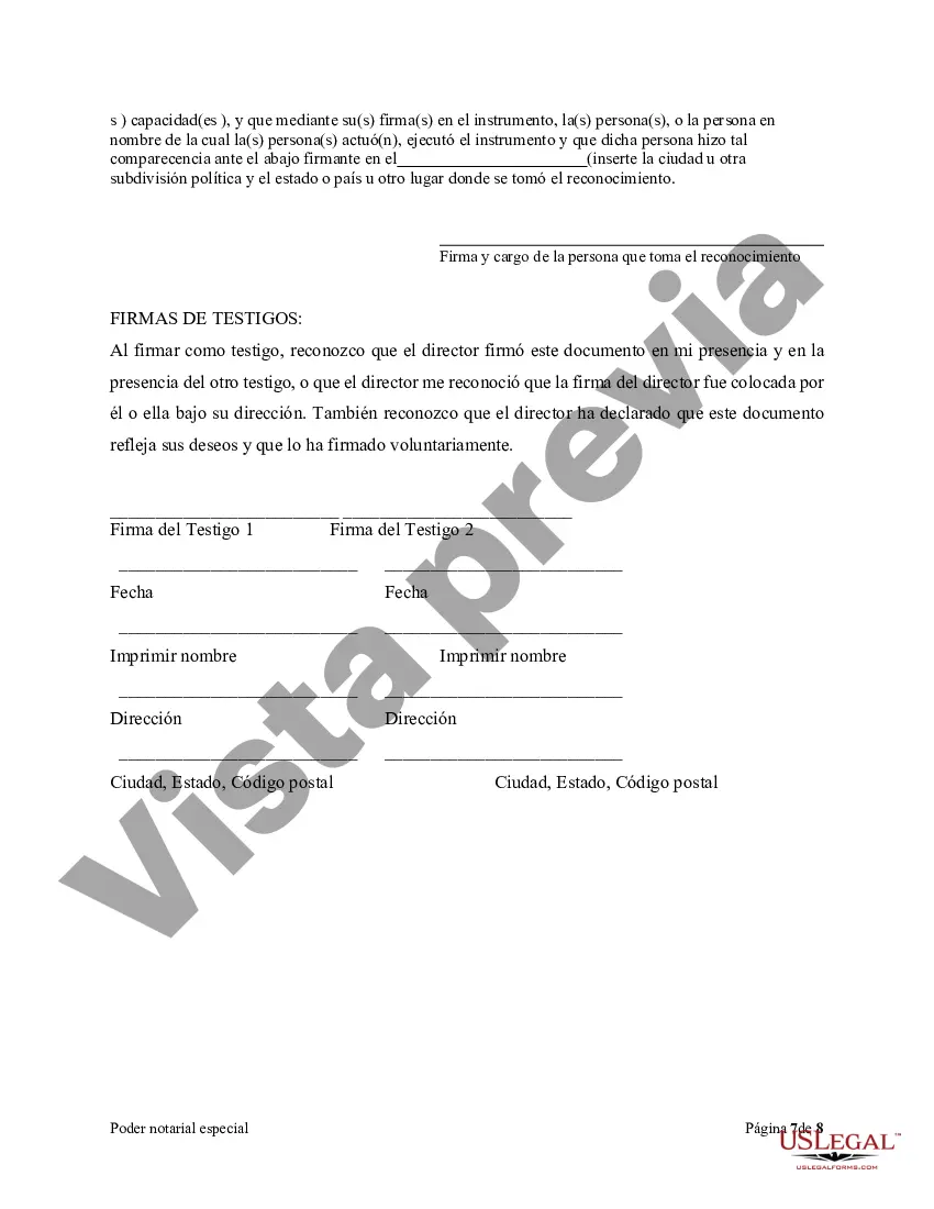 Preview Poder notarial especial o limitado para transacciones de venta de bienes raíces por parte del vendedor