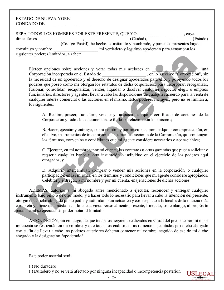 Preview Poder Notarial Limitado para Transacciones de Acciones y Poderes Corporativos