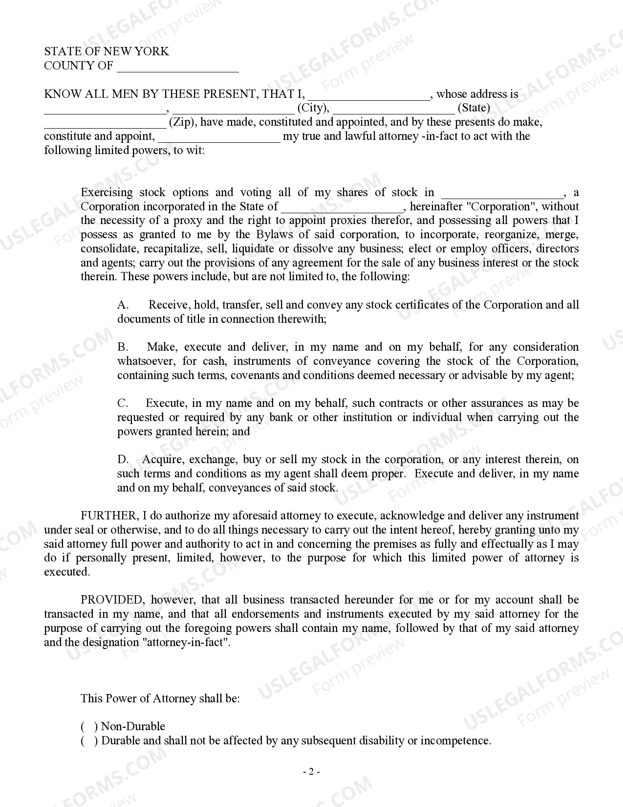 Preview Limited Power of Attorney for Stock Transactions and Corporate Powers