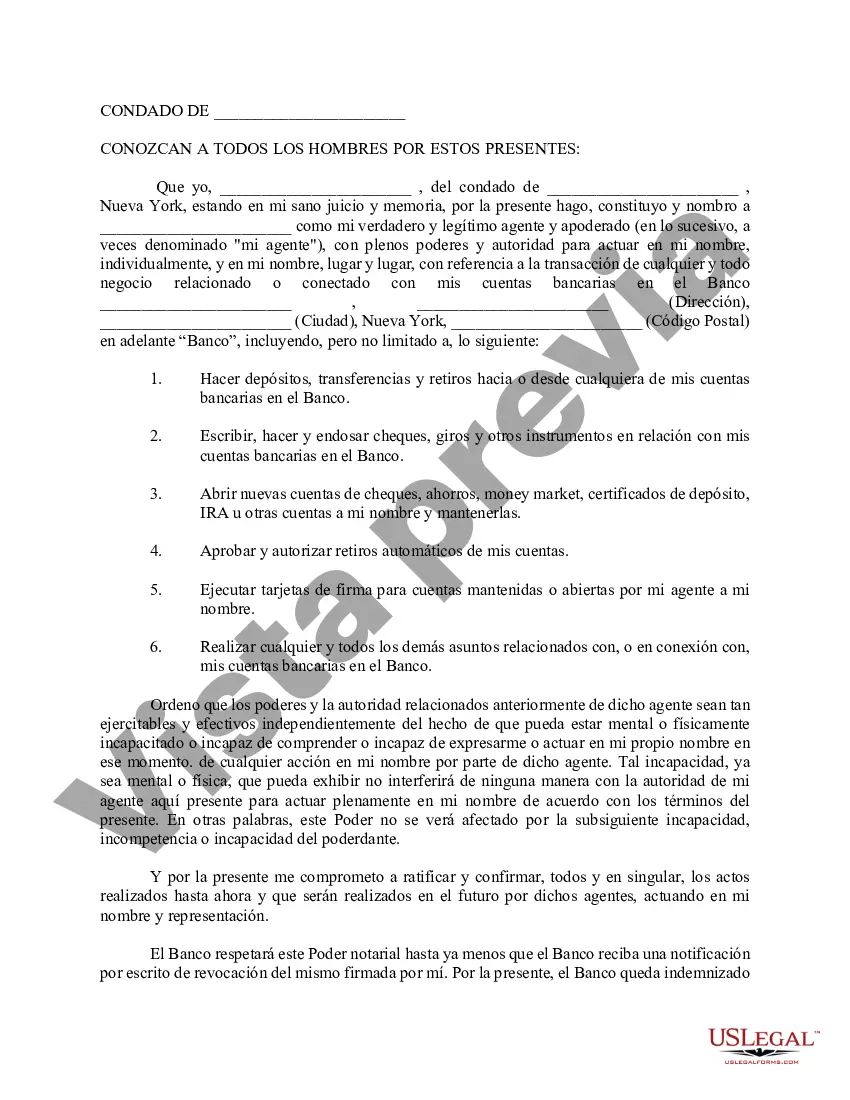 Preview Poder especial duradero para asuntos de cuentas bancarias