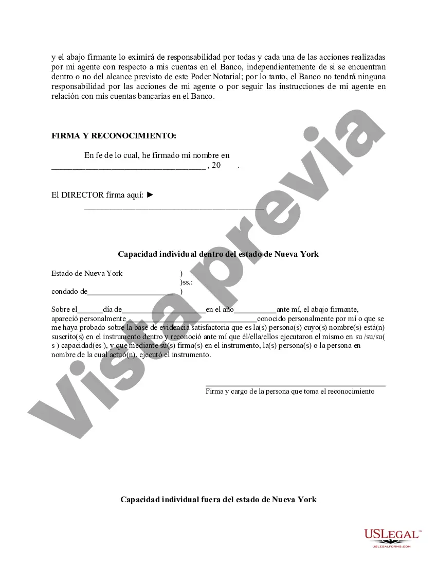 Preview Poder especial duradero para asuntos de cuentas bancarias