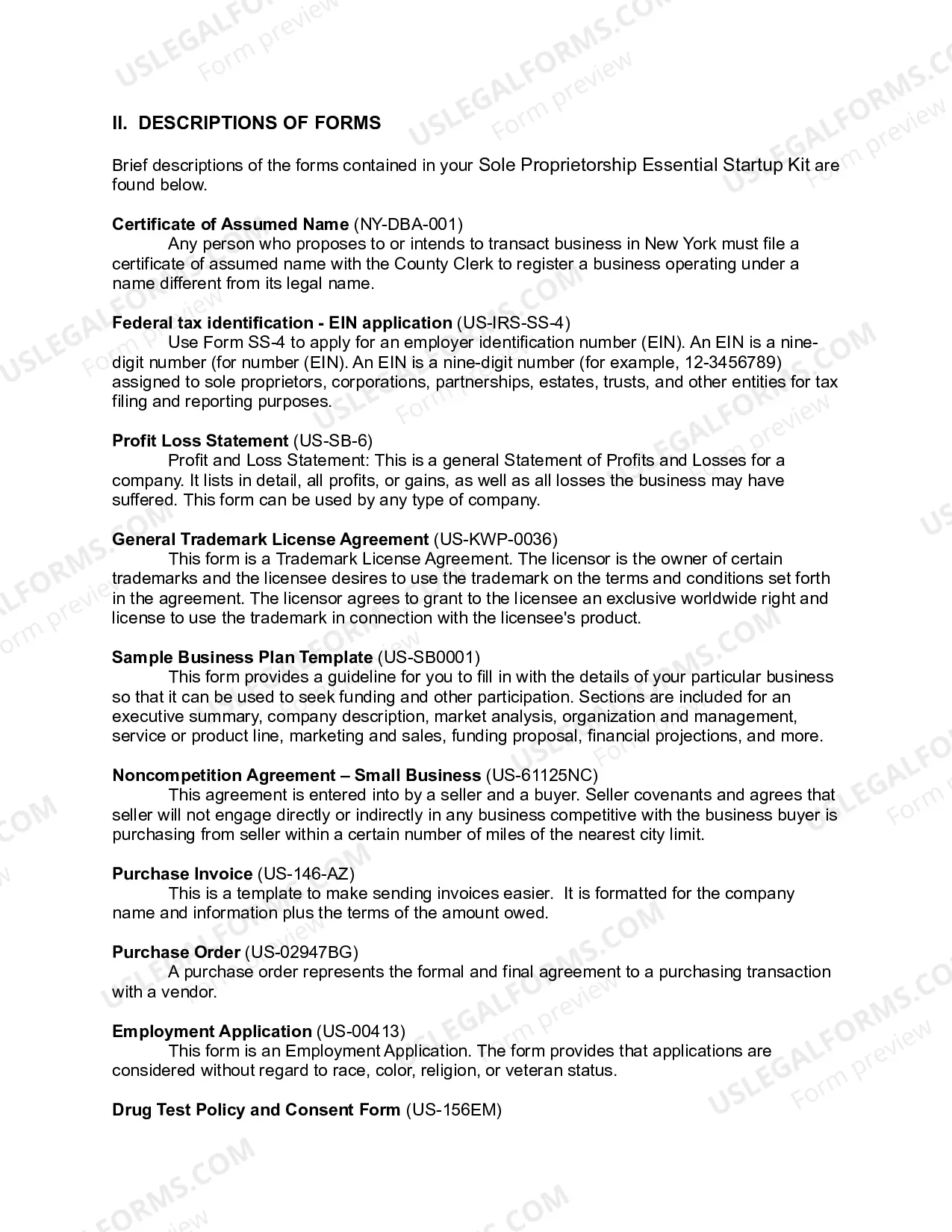 Preview New York Sole Proprietorship Essential Startup Kit