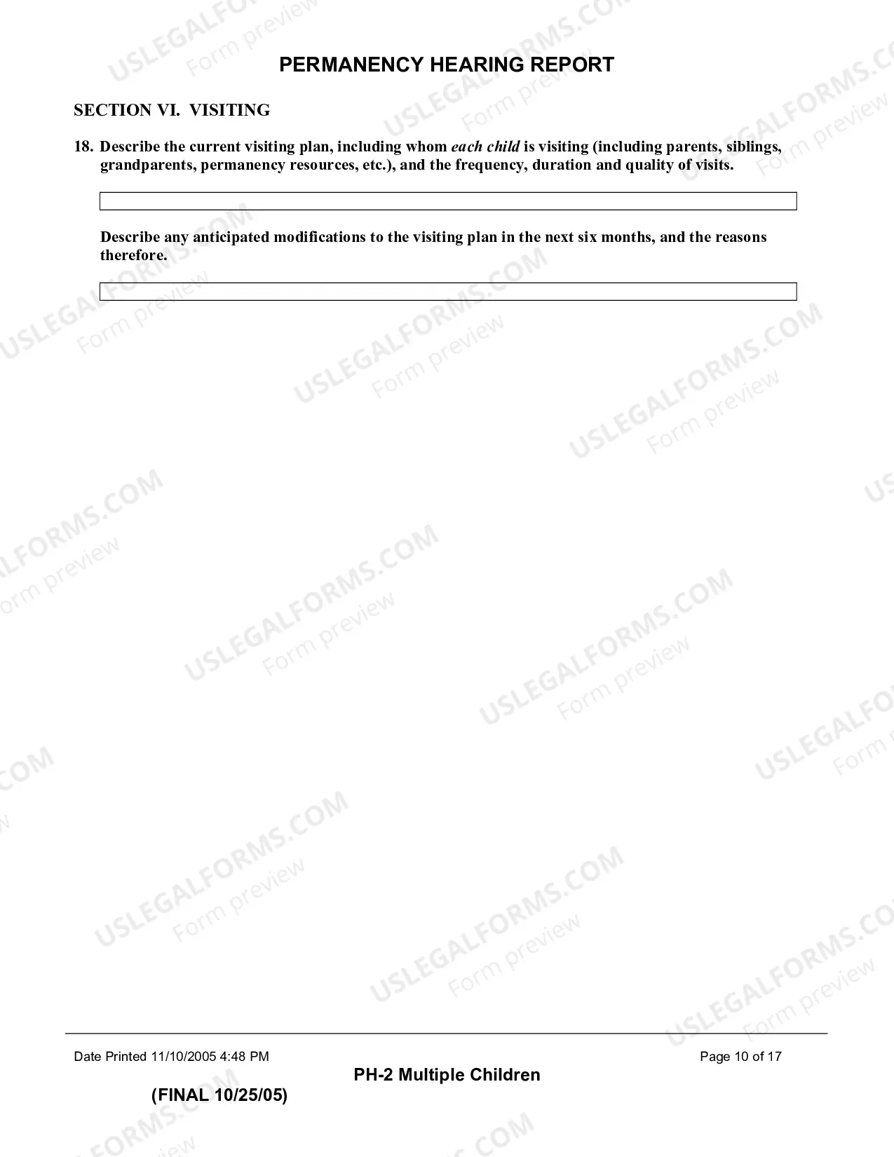 Preview Permanency Hearing Report (Multiple Children)