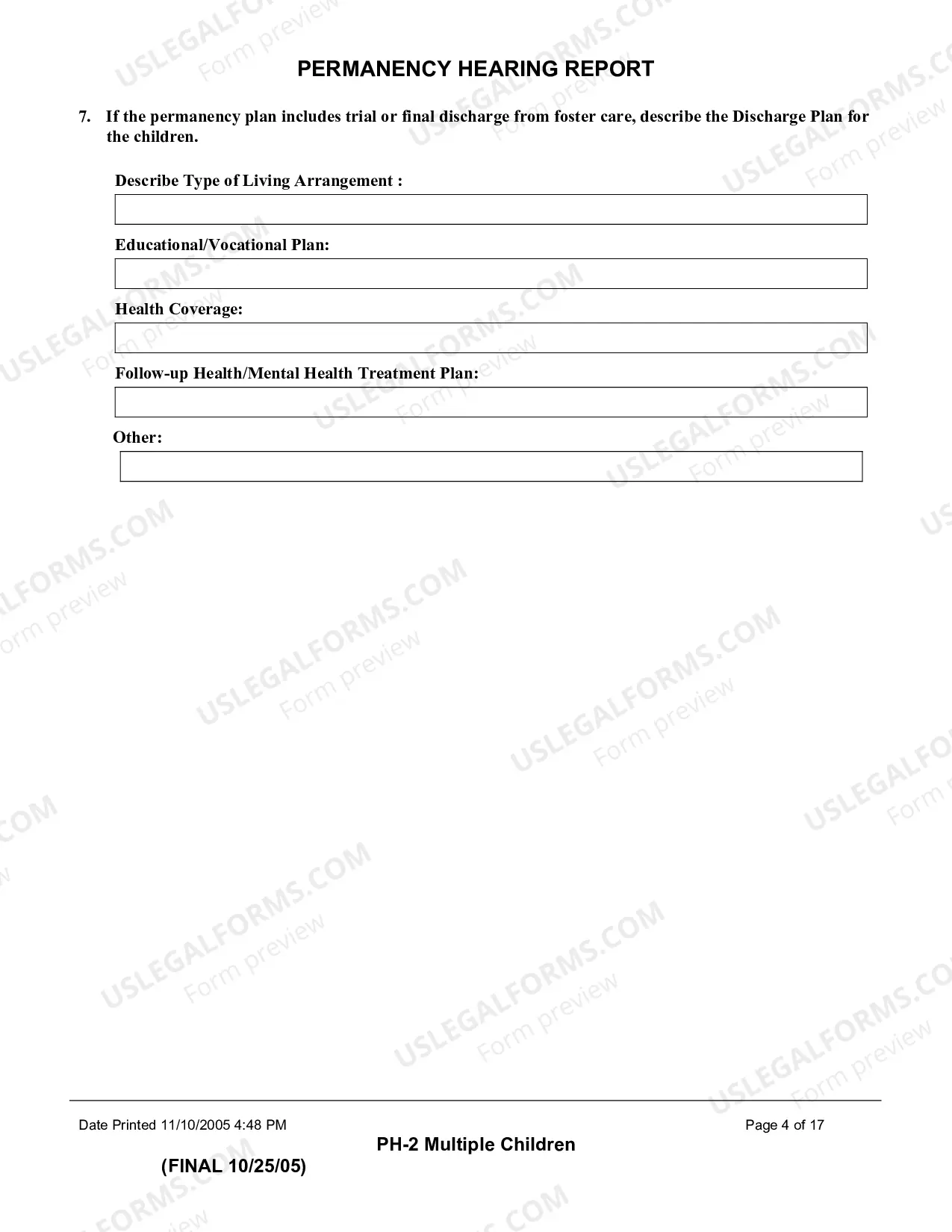 Preview Permanency Hearing Report (Multiple Children)