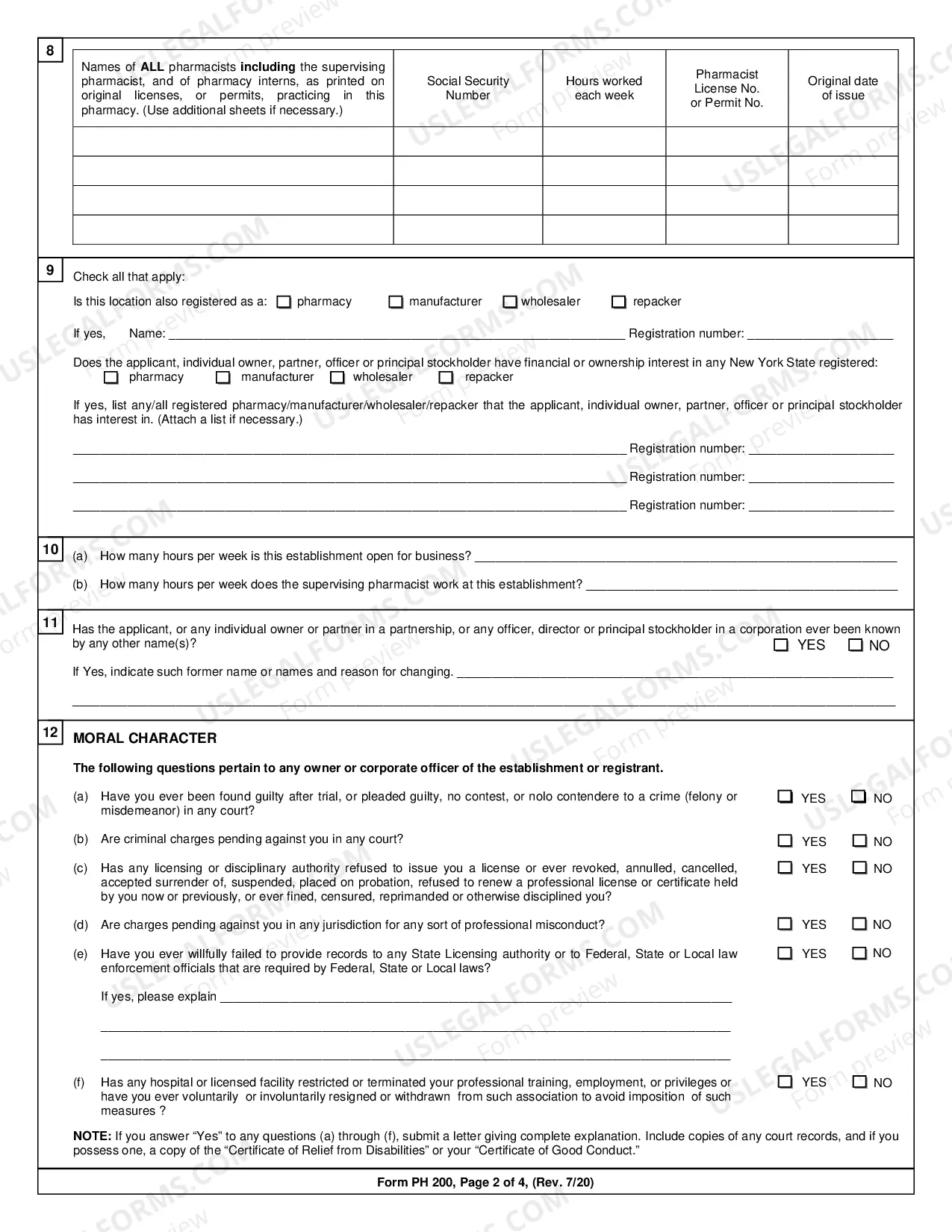 Preview Application For Initial Registration Or Transfer of Ownership of Pharmacy