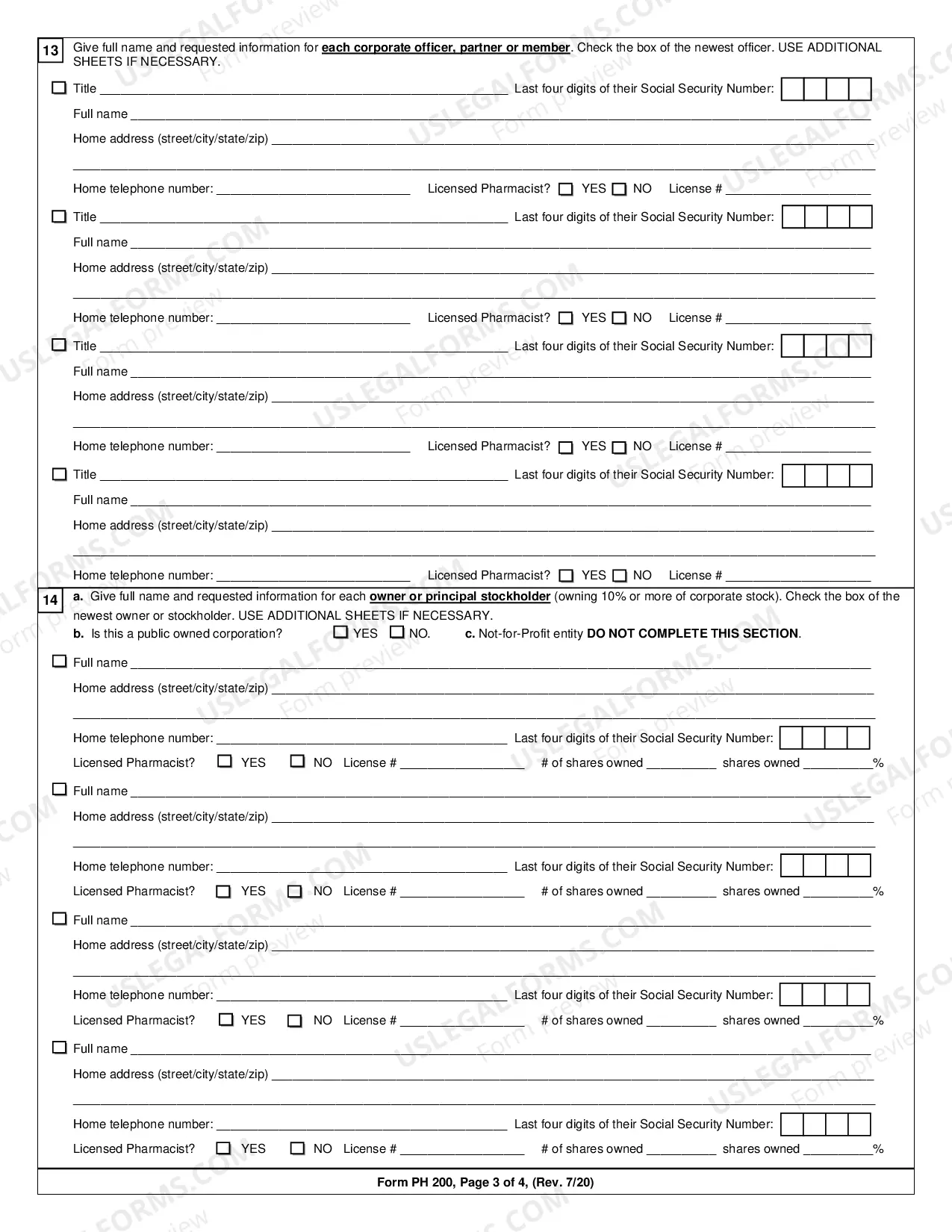 Preview Application For Initial Registration Or Transfer of Ownership of Pharmacy