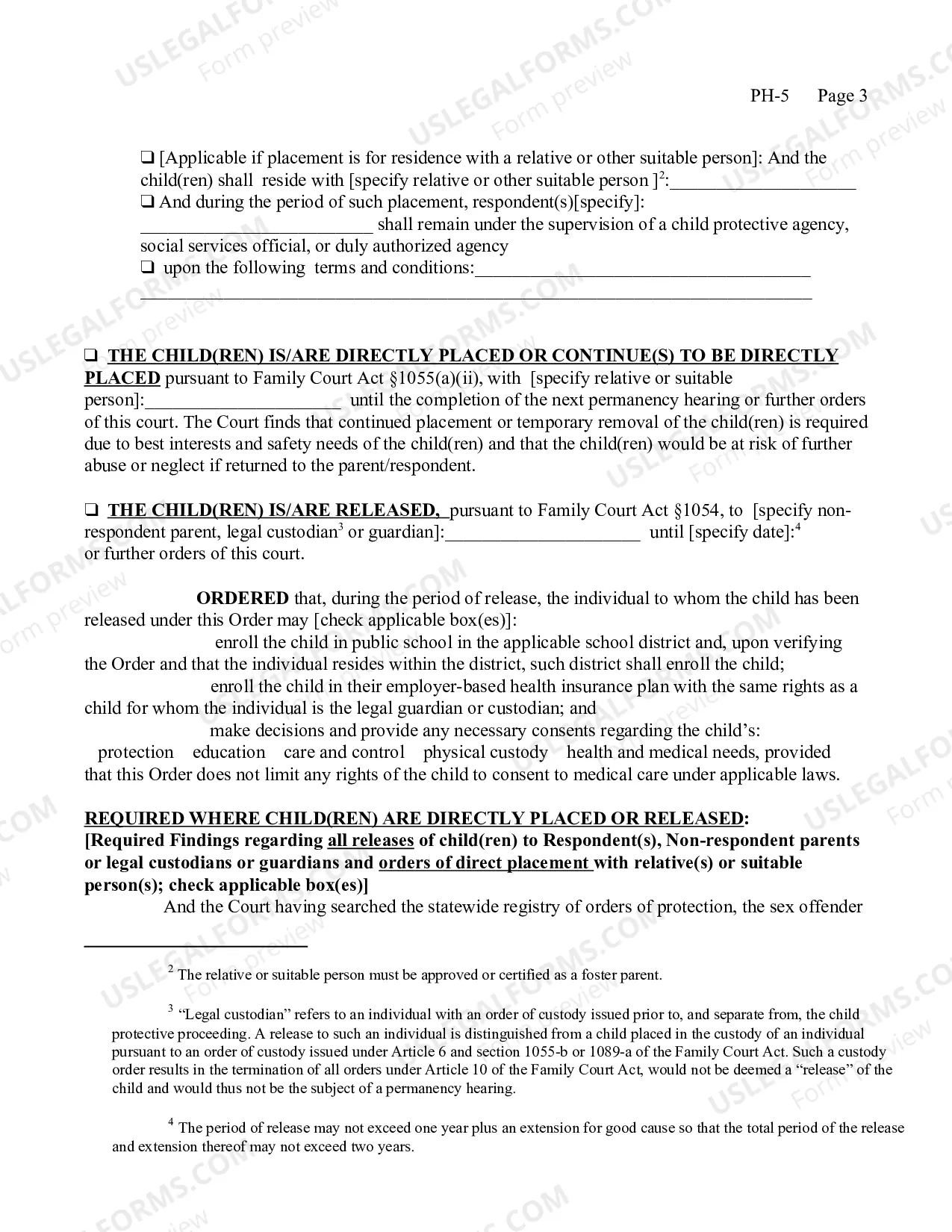 Preview Permanency Hearing Order