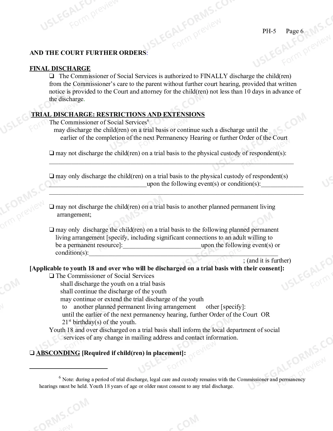 Preview Permanency Hearing Order