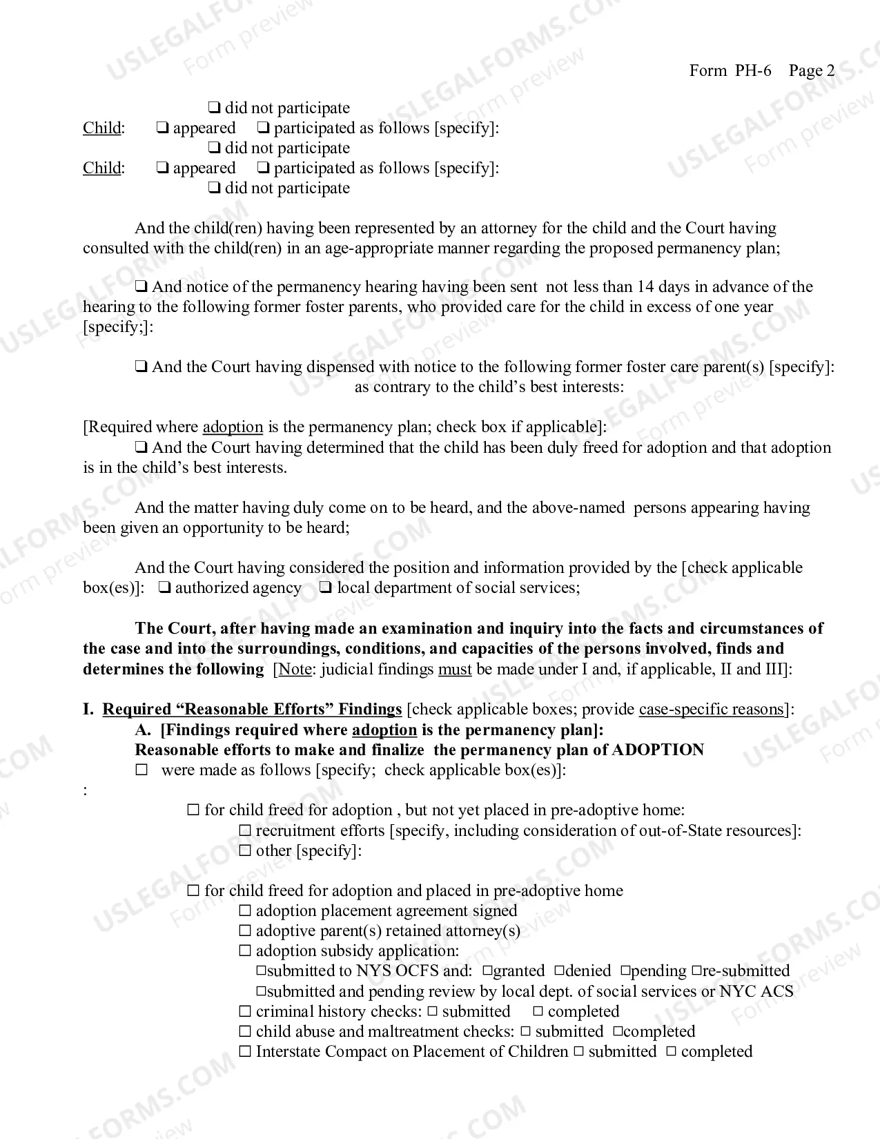 Preview Permanency Hearing Order (Regarding Child Freed For Adoption)
