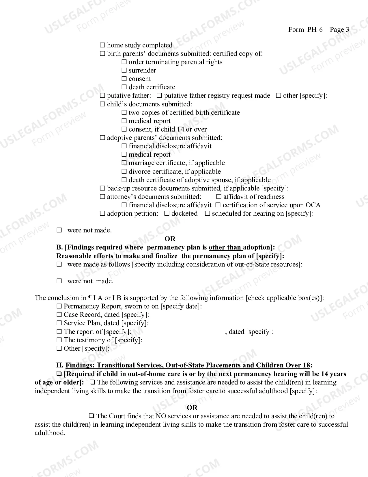 Preview Permanency Hearing Order (Regarding Child Freed For Adoption)