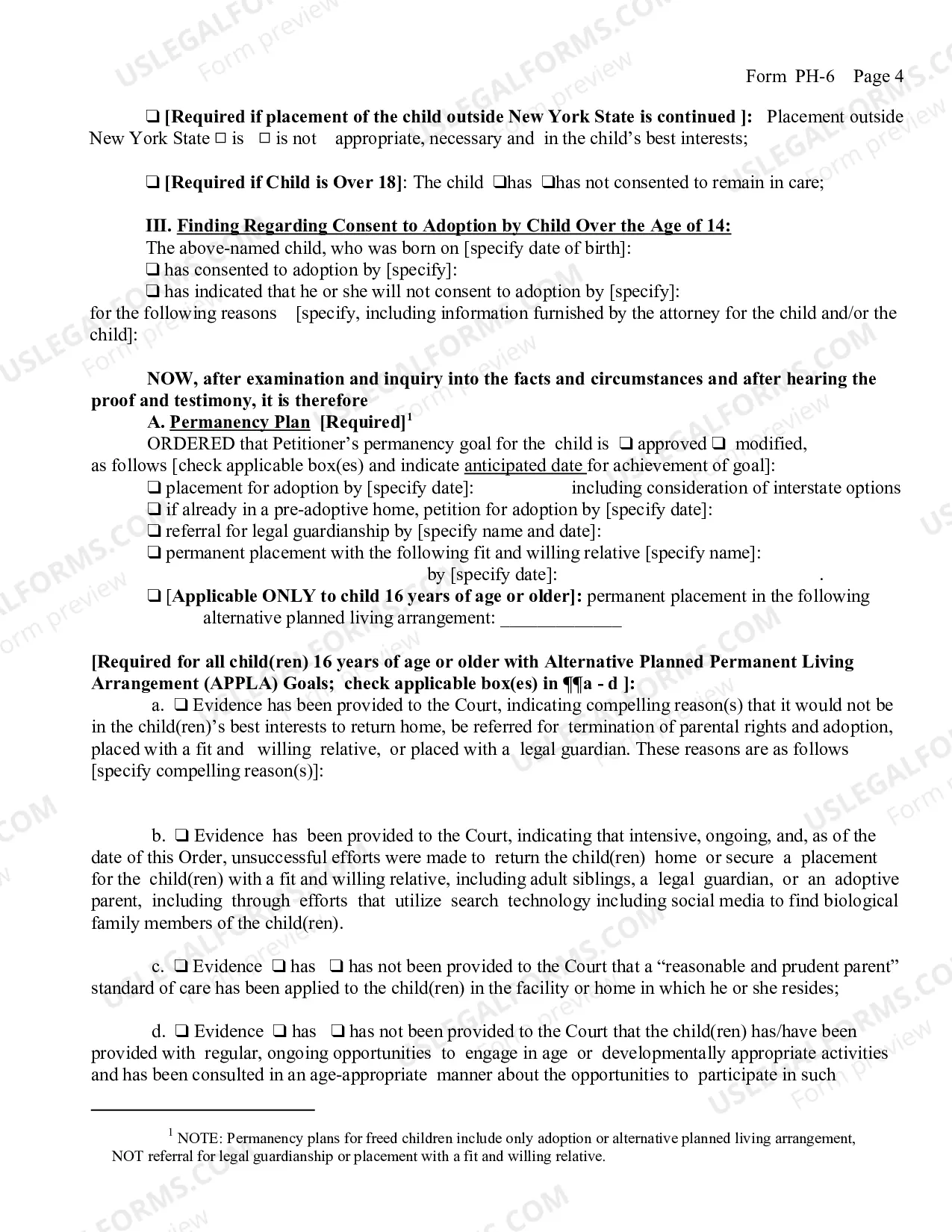 Preview Permanency Hearing Order (Regarding Child Freed For Adoption)
