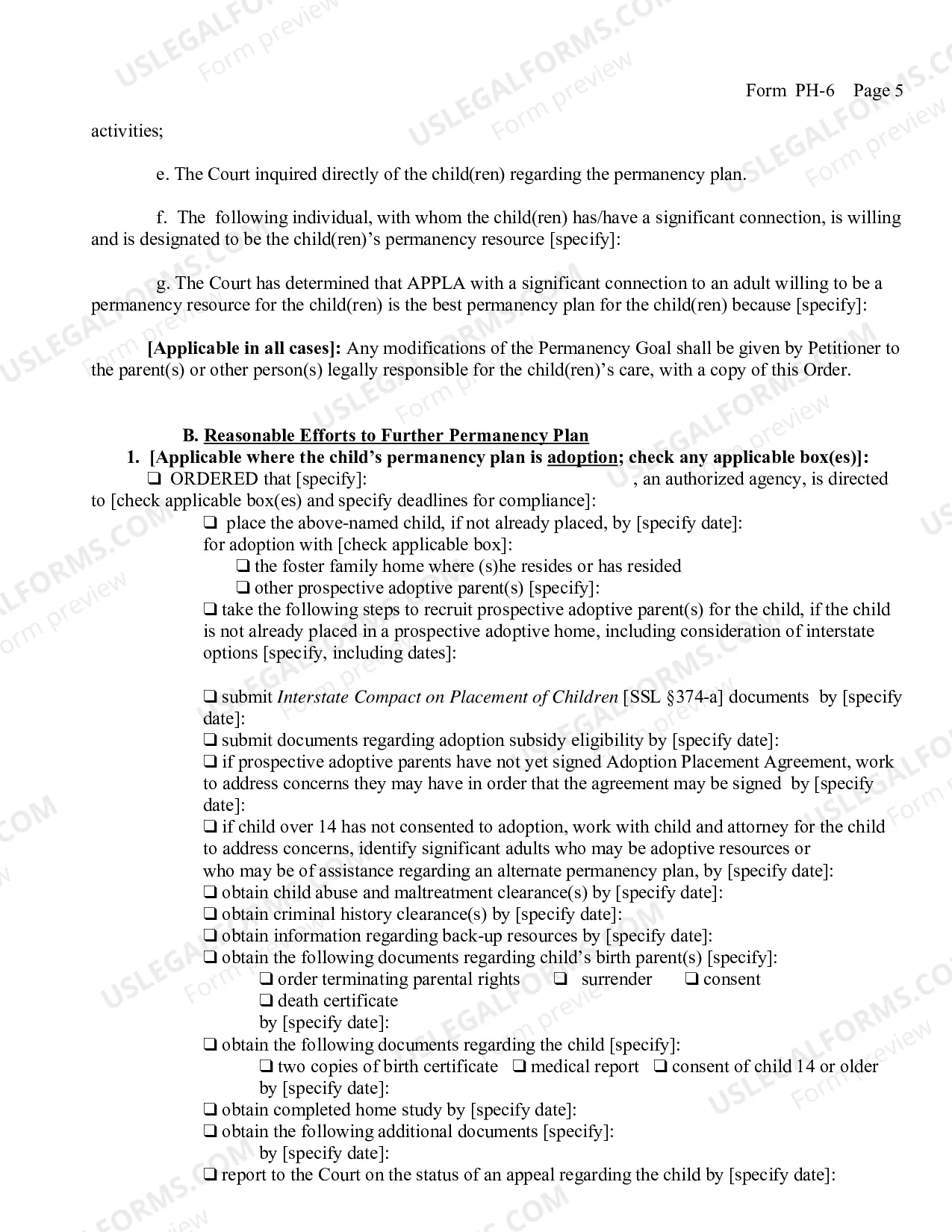 Preview Permanency Hearing Order (Regarding Child Freed For Adoption)