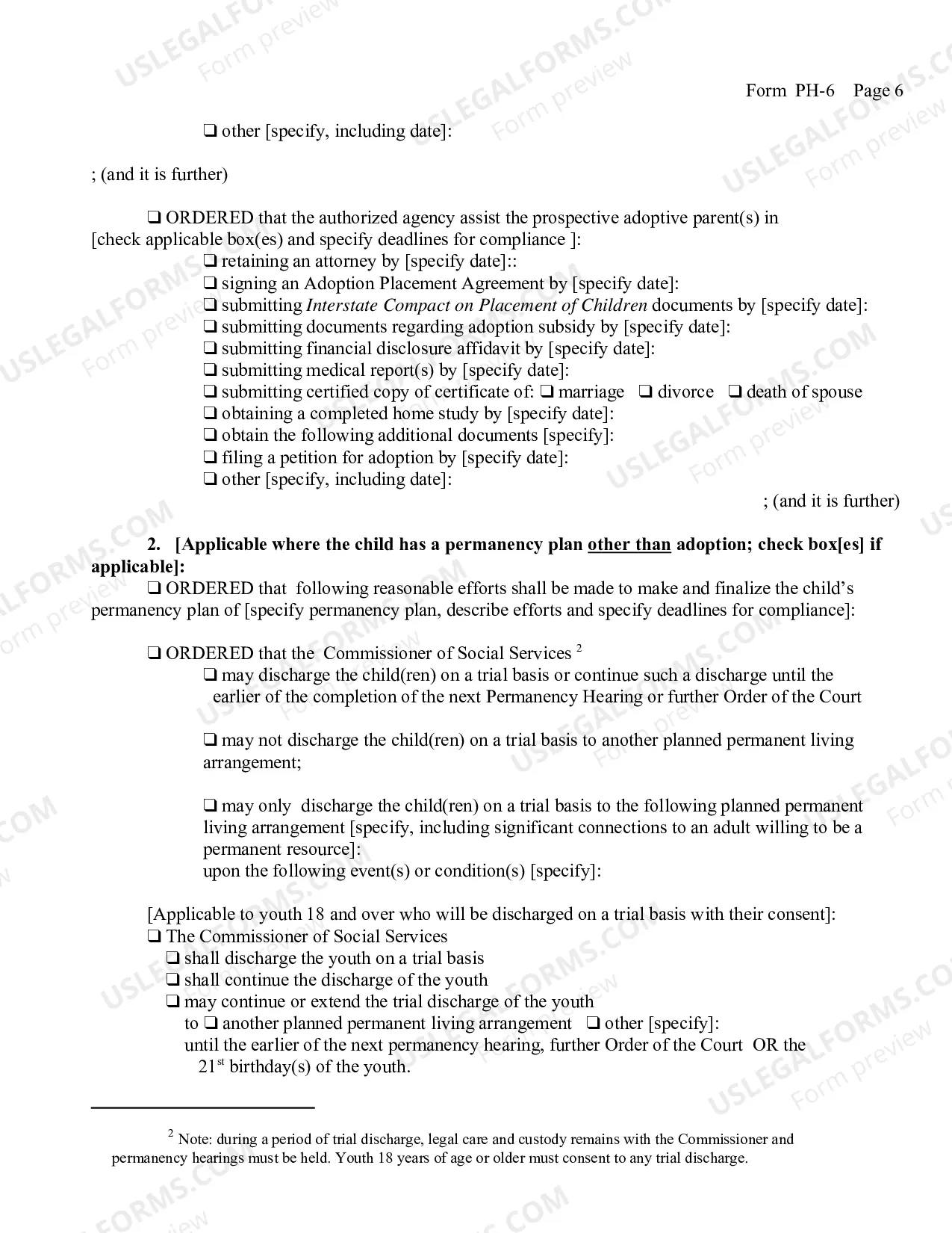 Preview Permanency Hearing Order (Regarding Child Freed For Adoption)