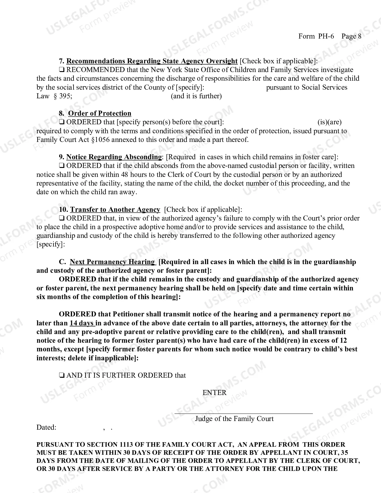 Preview Permanency Hearing Order (Regarding Child Freed For Adoption)