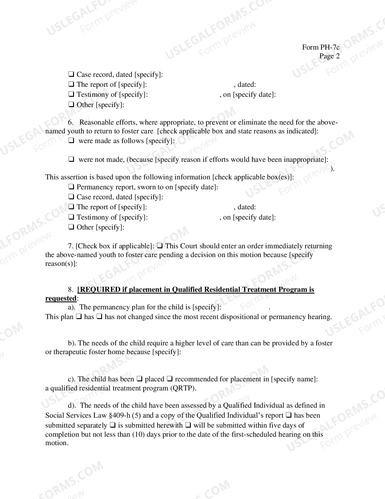 Preview Affidavit In Support of Order To Show Cause By Agency To Return Youth To Foster Care