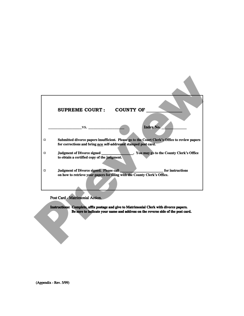 New York Post Card Sample US Legal Forms