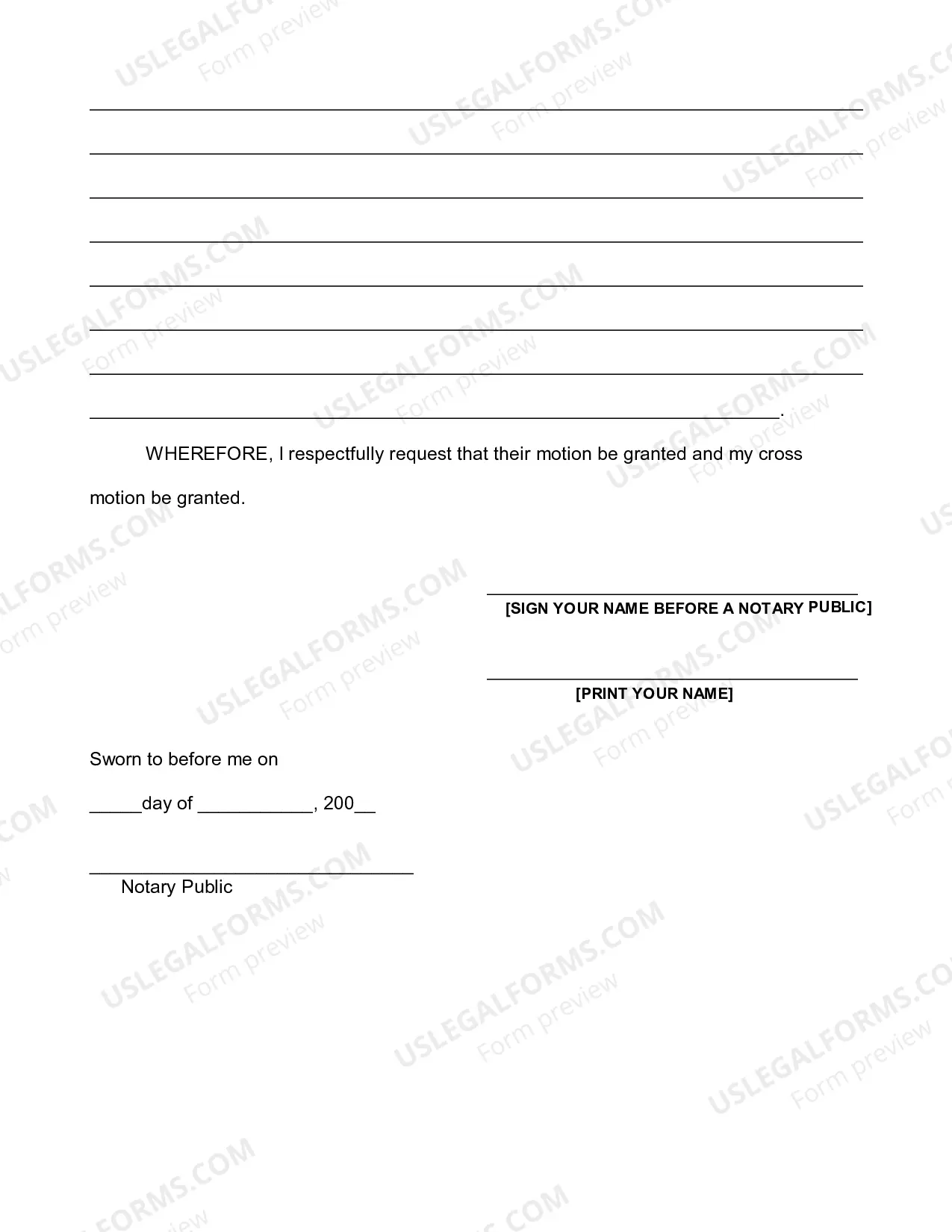 Preview Affidavit In Support And Cross Motion