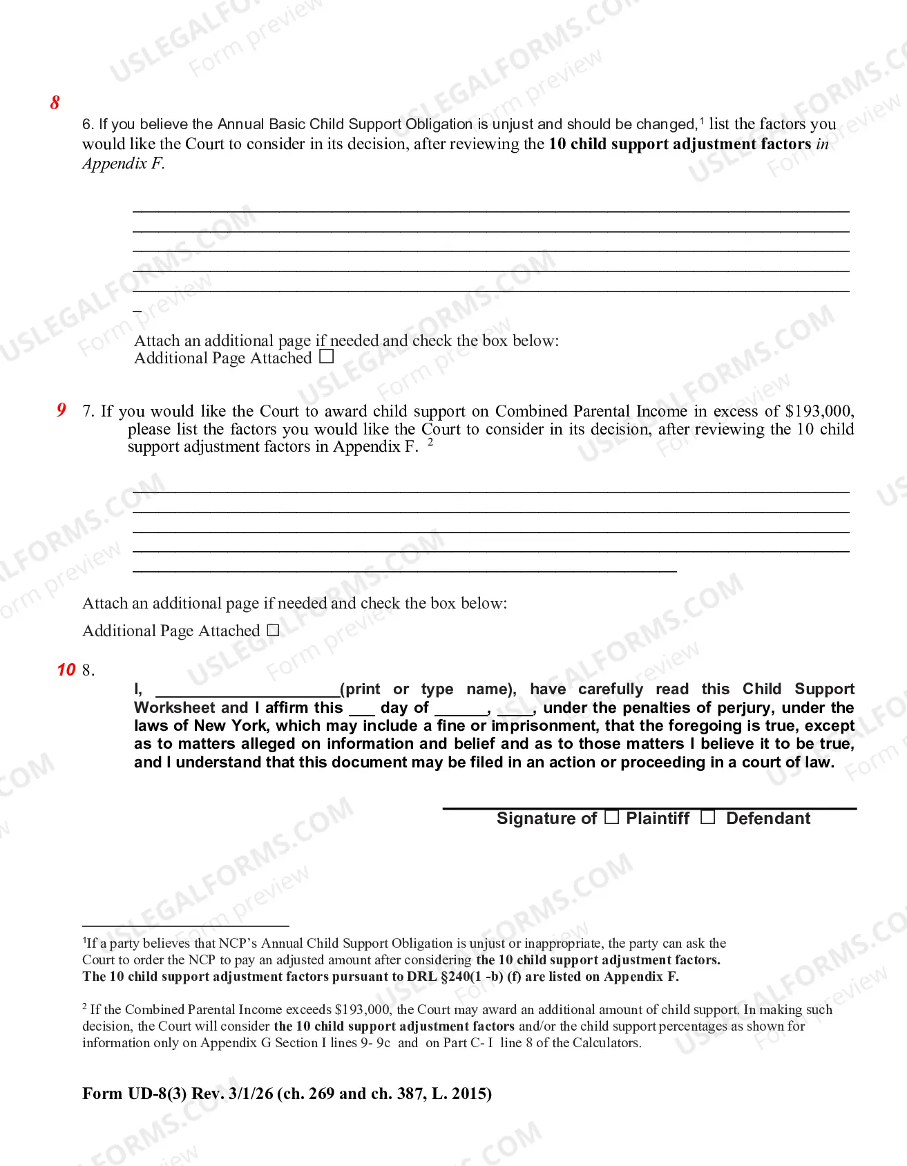 Preview Child Support Worksheet (UD-8(3))