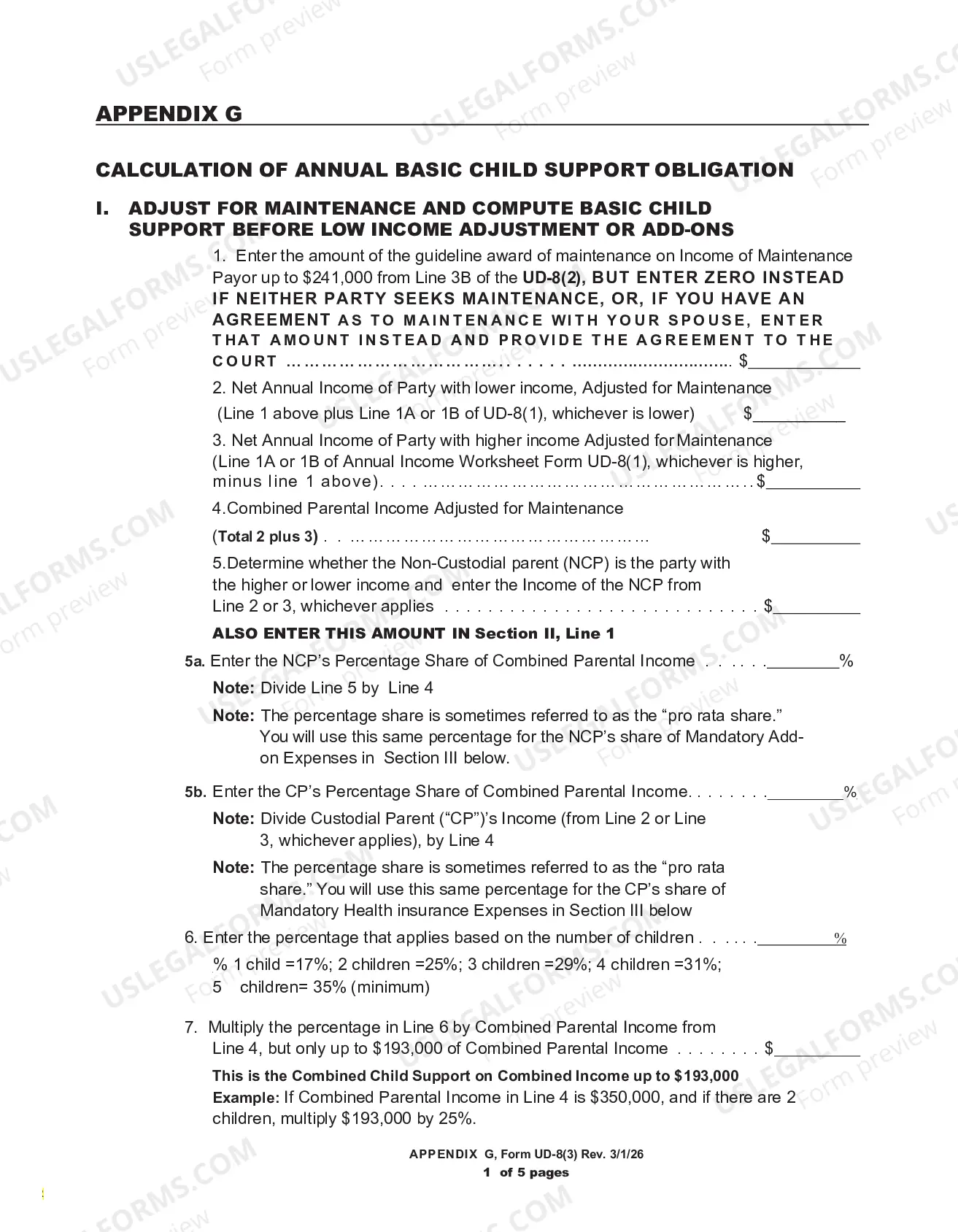 Preview Child Support Worksheet (UD-8(3))