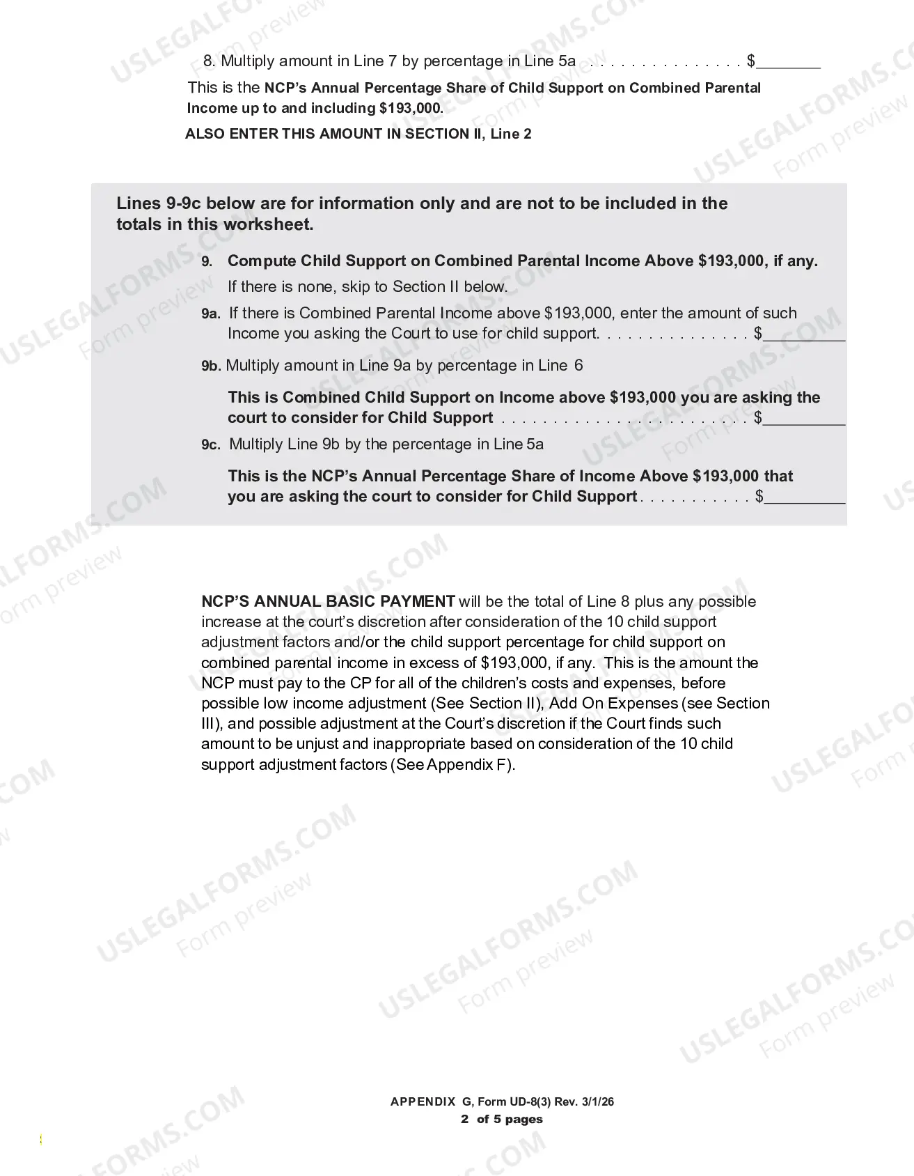 Preview Child Support Worksheet (UD-8(3))