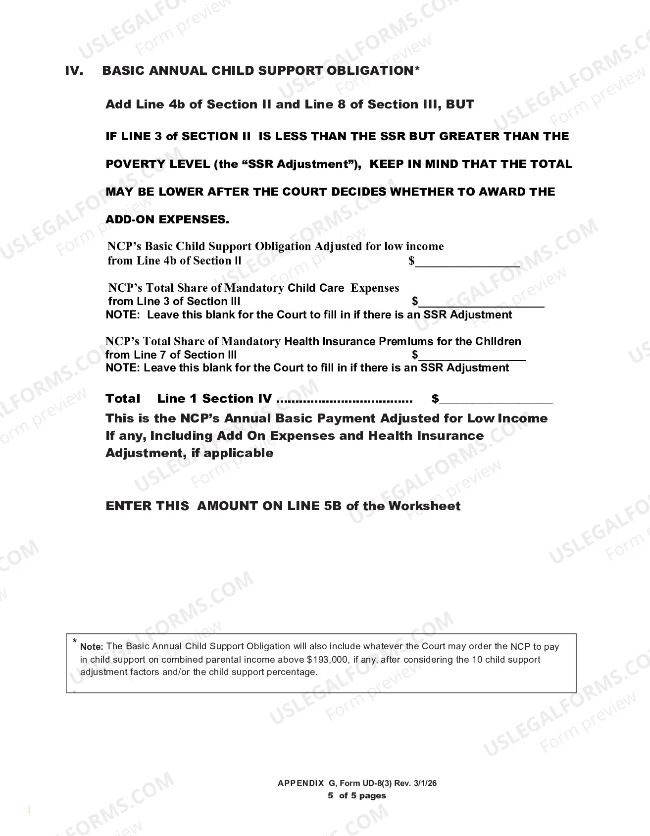 Preview Child Support Worksheet (UD-8(3))