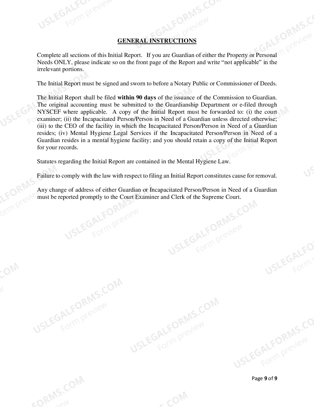 Preview Initial Report (IP Guardianship)