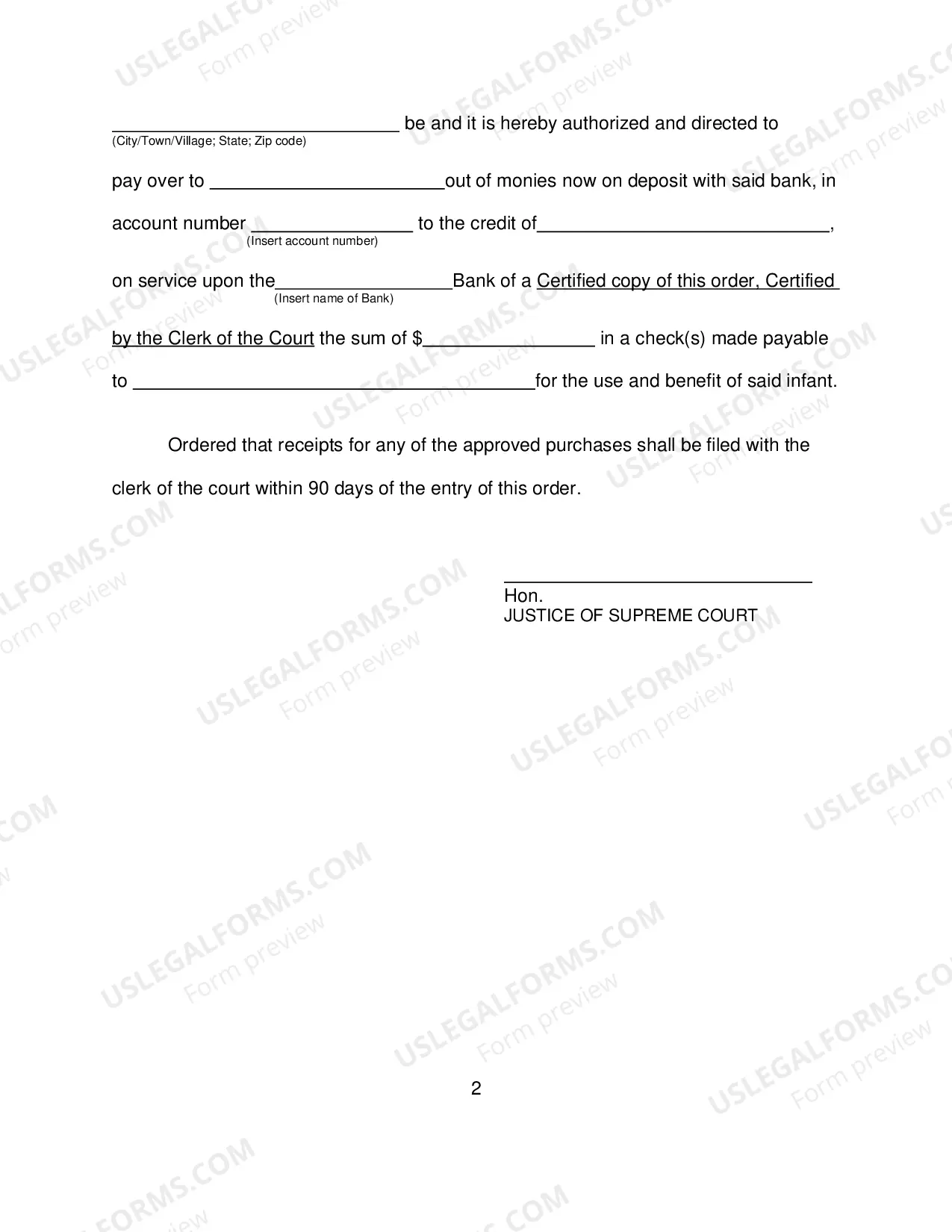 Preview Order For Partial Withdrawal of Infants Funds