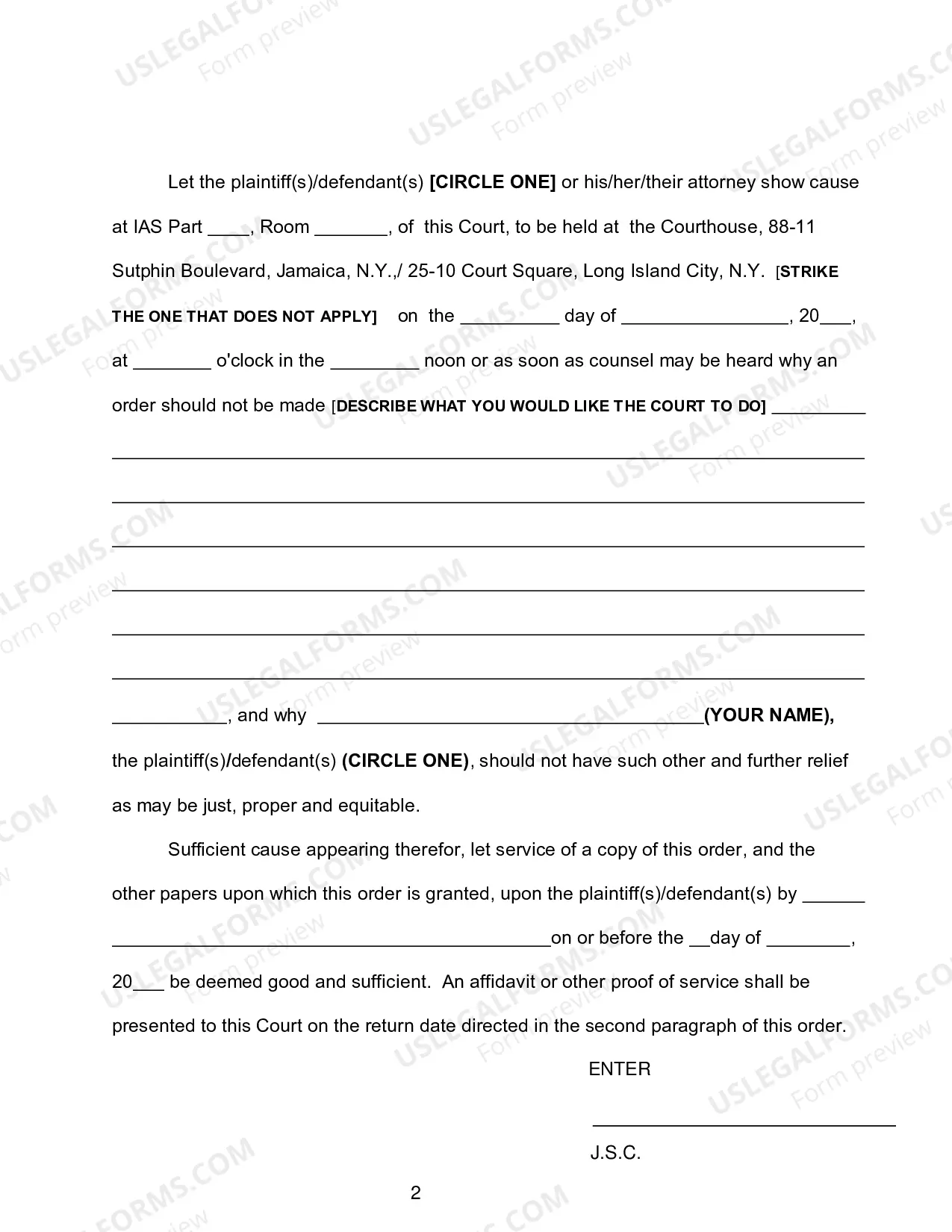 Preview Order To Show Cause In Civil Action