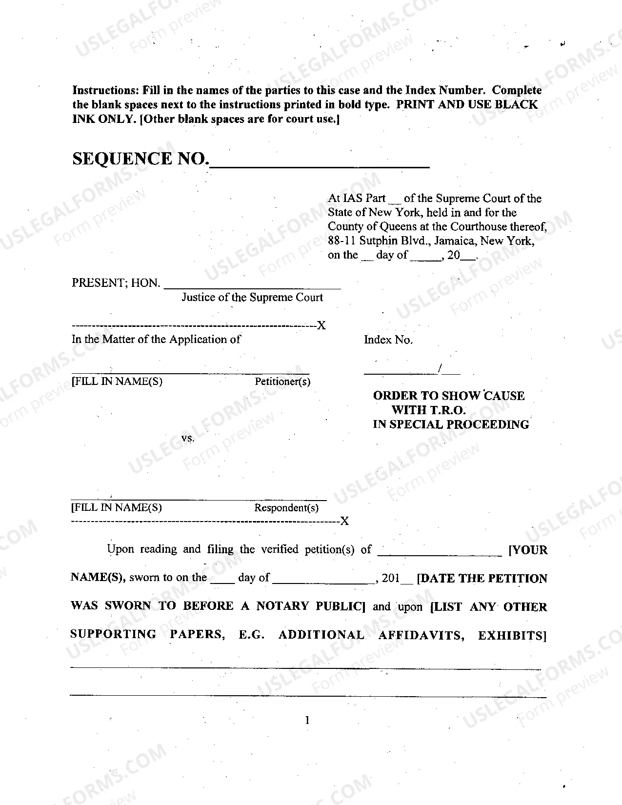Preview Order To Show Cause With T.R.O. Special Proceeding General