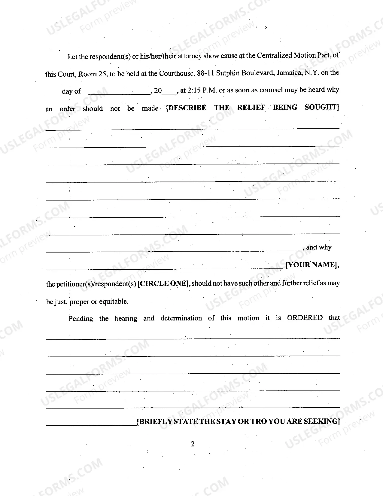 Preview Order To Show Cause With T.R.O. Special Proceeding General