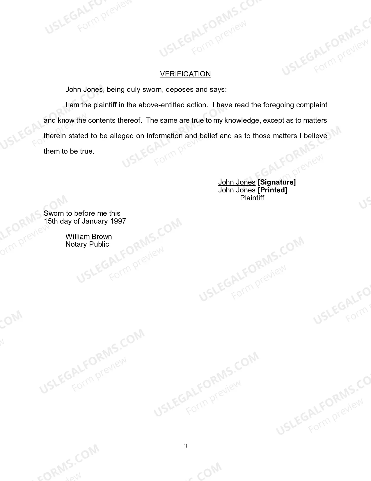 Preview Complaint sample