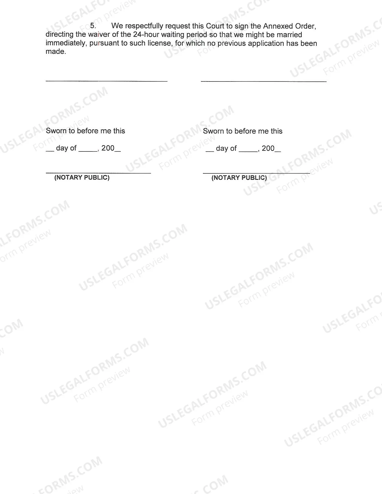 Preview Marriage Waiver Affidavit