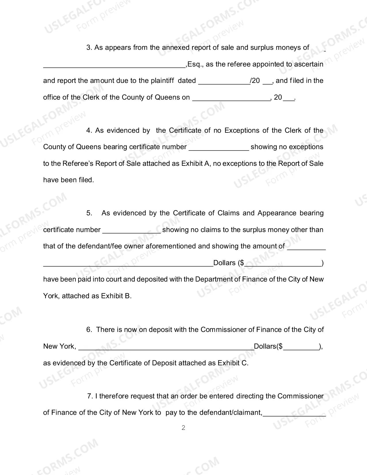 Preview Affidavit in Support of Motion For Distribution of Surplus Moneys