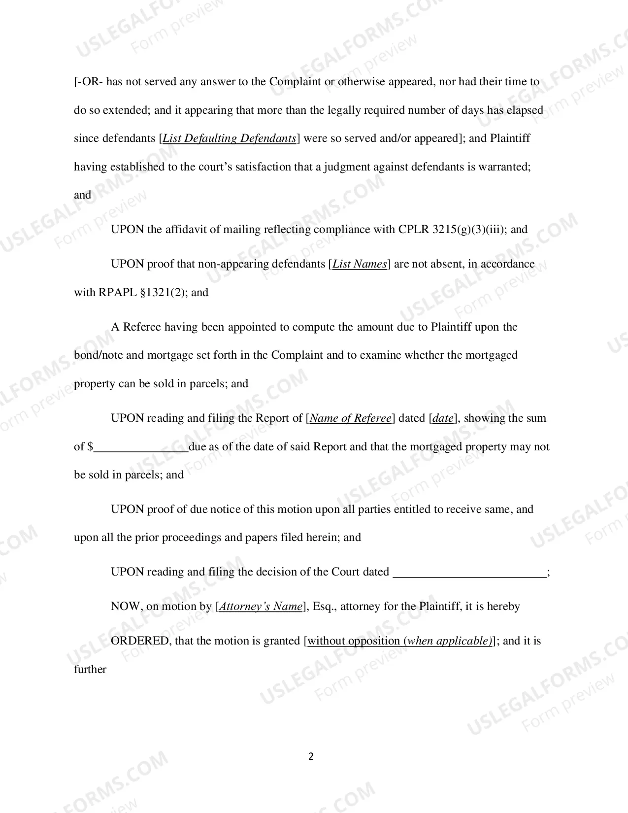 Preview Foreclosure & Sale Judgement