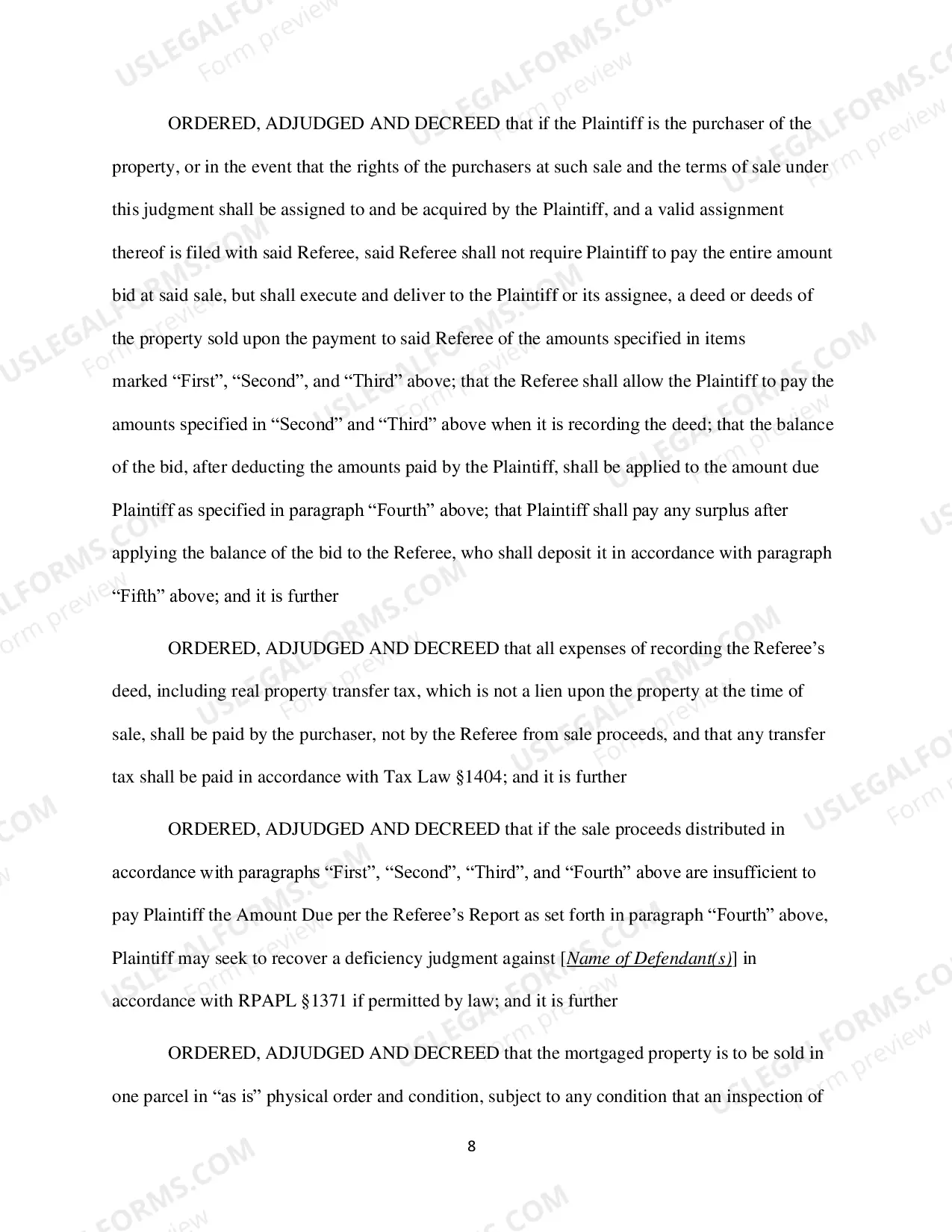 Preview Foreclosure & Sale Judgement