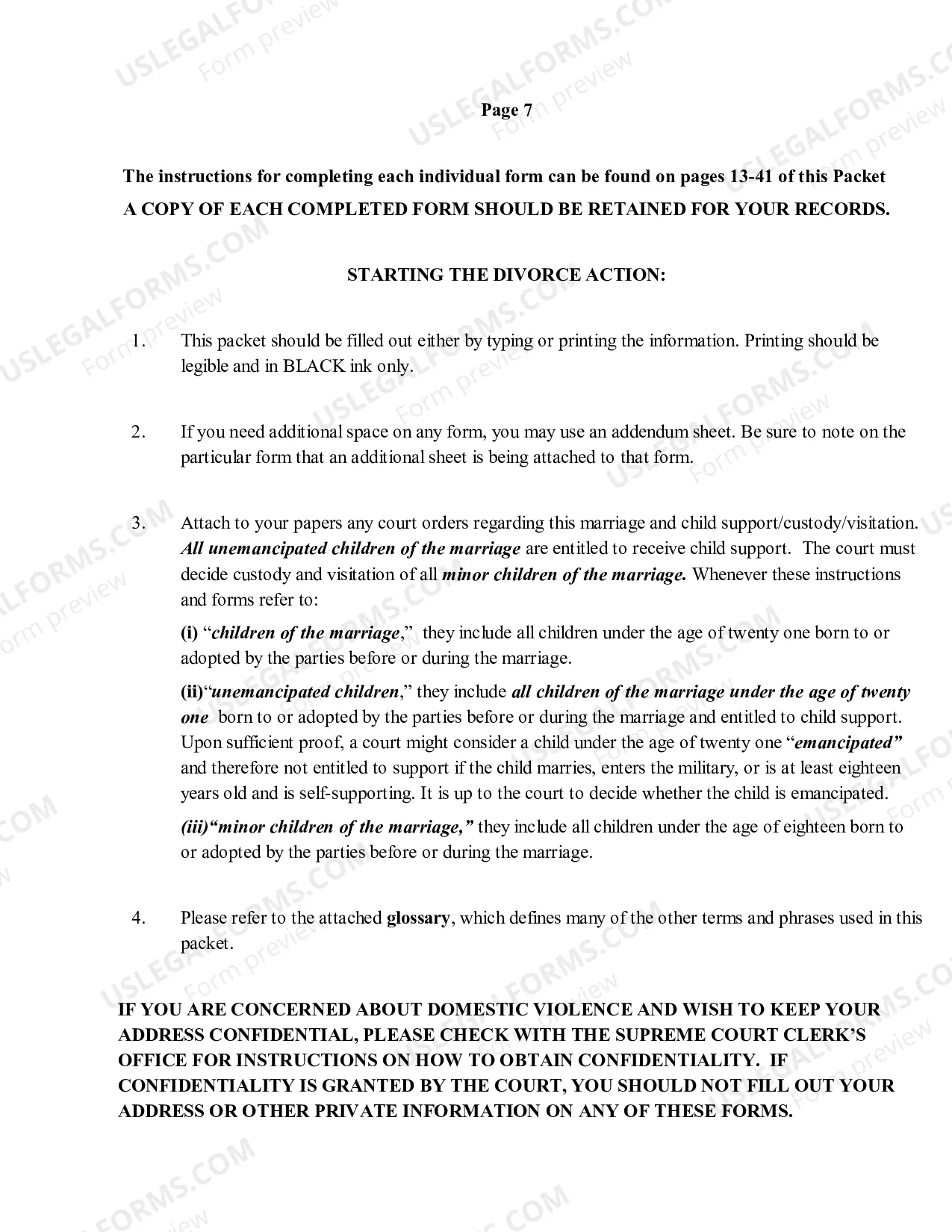 Preview Uncontested Divorce Forms Packet Instructions