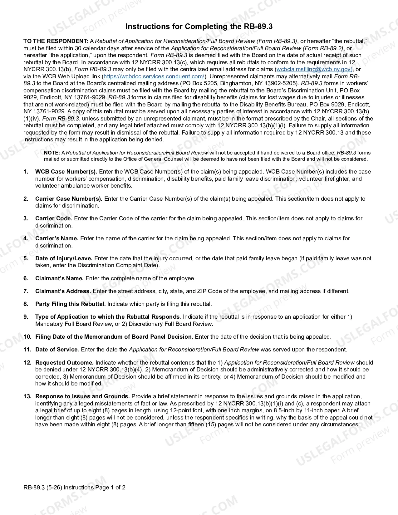 Preview Rebuttal of Application for Reconsideration - Full Board Review for Workers Compensation