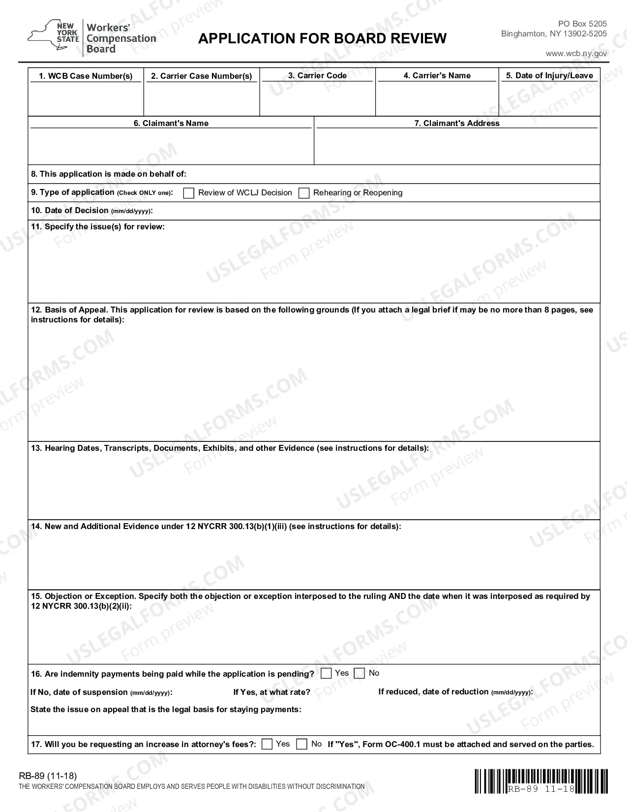 Preview Application for Board Review for Workers' Compensation