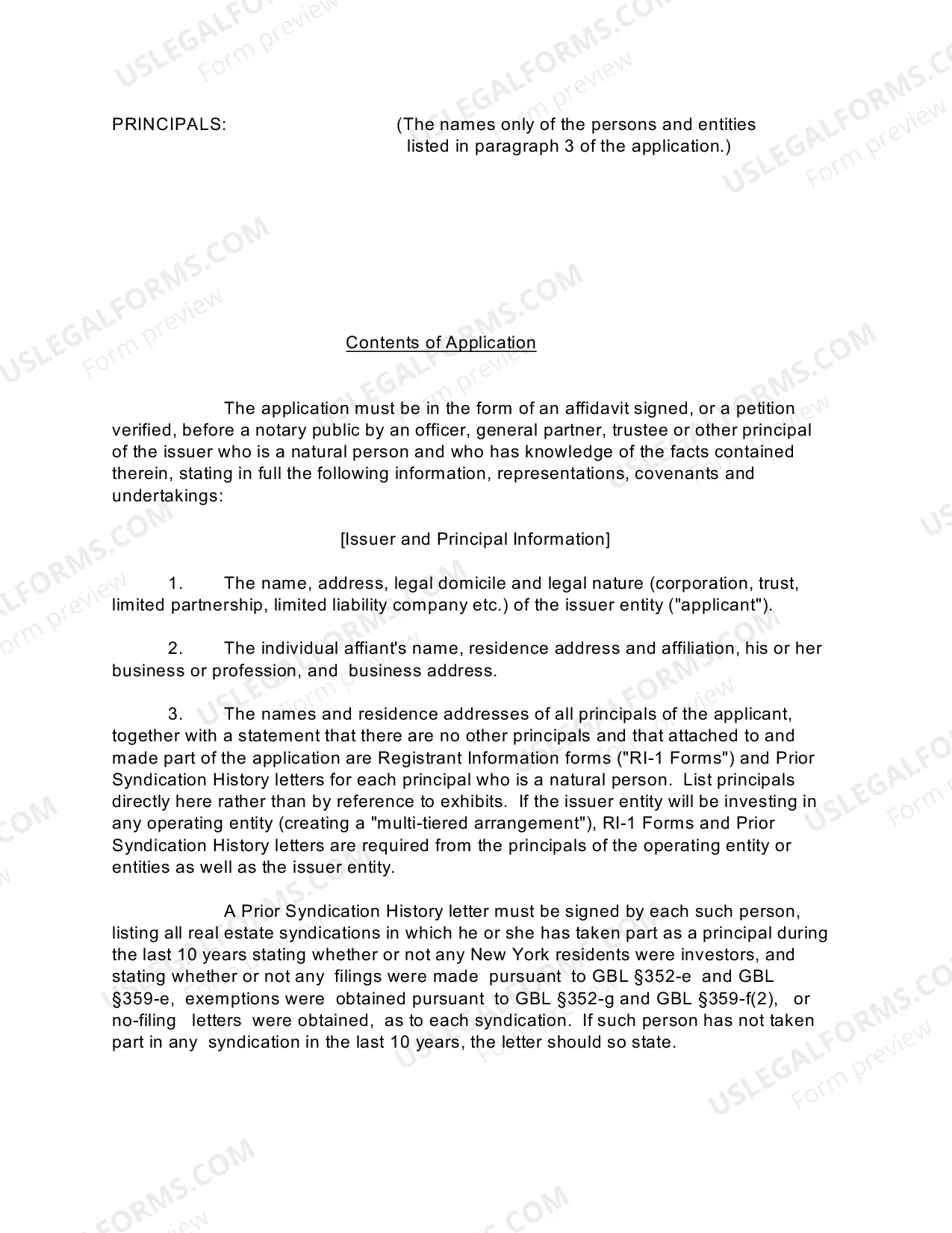 Preview Instruction Sheet for Real Estate Syndication Full Filing Under GBL 352-e