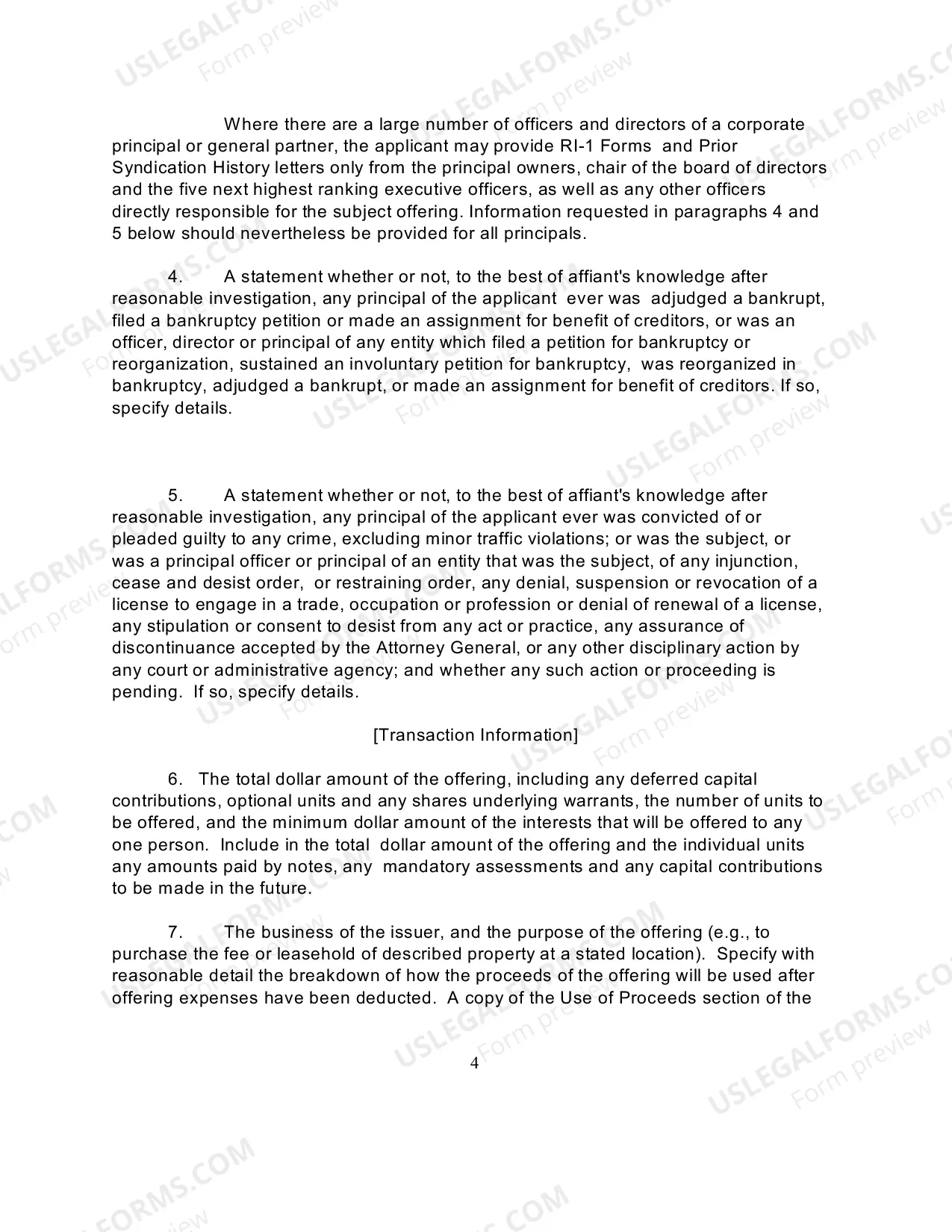 Preview Instruction Sheet for Real Estate Syndication Full Filing Under GBL 352-e