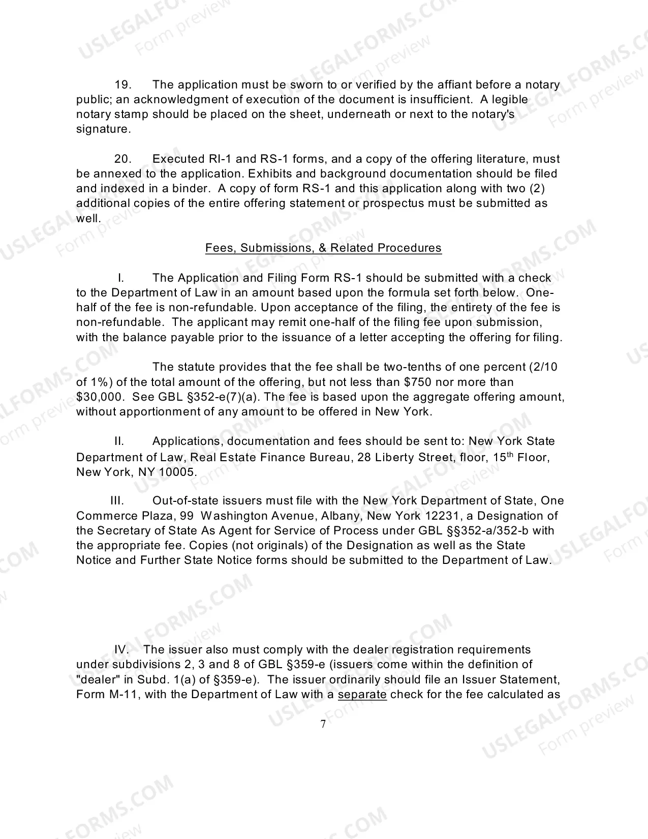 Preview Instruction Sheet for Real Estate Syndication Full Filing Under GBL 352-e